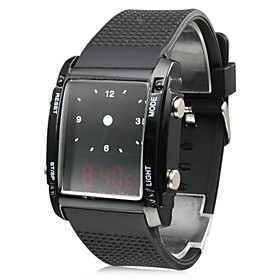 Digital   Analog Dual-Time Mens Wrist Watch with Weekday Display - Black (2 CR1120)
