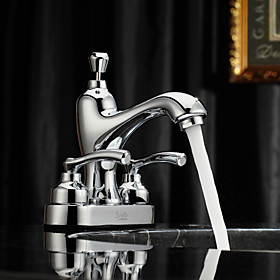 Sprinkle by Lightinthebox - Chrome Finish Centerset Two Handles Brass Bathroom Sink Faucet