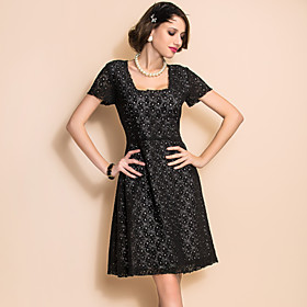 TS Square Neck Swing Lace Black Dress bachelorette party dress