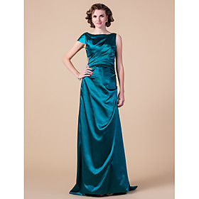 Sheath/Column Bateau Floor-length Stretch Satin Mother of the Bride Dress
