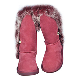 WDC-Mid-Calf Boots with Cony Hair and Anti-slip Sole