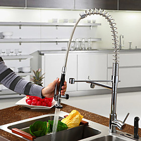 Contemporary Solid Brass Spring Kitchen Faucet - Chrome Finish