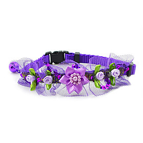 Inflorescence Insert Button Collar with Little Bell and Lace for Dogs (Assorted Color)
