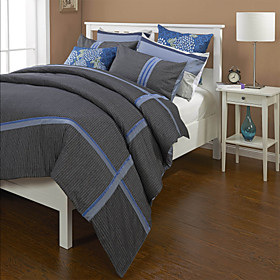 Gray Floral Cotton Twin / Queen / King 3-Piece Duvet Cover Set