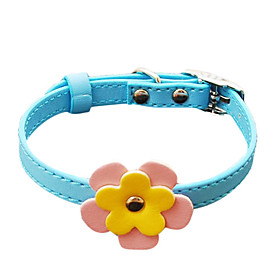 Double Flowers Imitation Leather Button Collar for Dogs (Assorted Color)