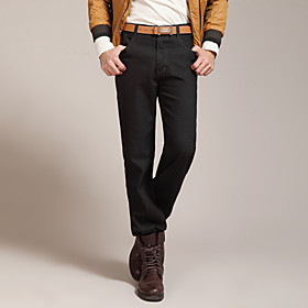 FUNSUNG Men's Business Casual Black Slim Fit Pants