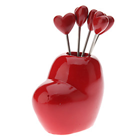 Sweet Heart Style Snack Fruit Picks Forks