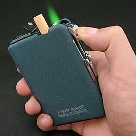 Plastic Metal Windproof Frosting Lighter with Automatic Cigarette Case(Random Color)
