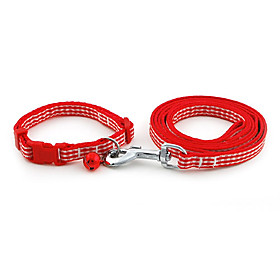 Plaid Pattern Collar with Little Bell and Leash for Dogs (Assorted Color)
