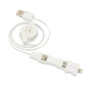 3 in 1 Lightning, Micro USB and mini USB to USB Retractable Cable for iPhone 5 and iPad mini and All