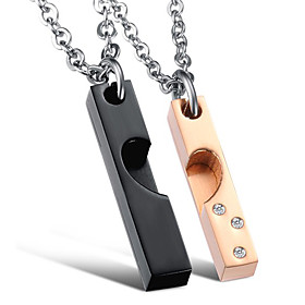 Lovely Stainless Steel With Crystal Lovers' Necklace