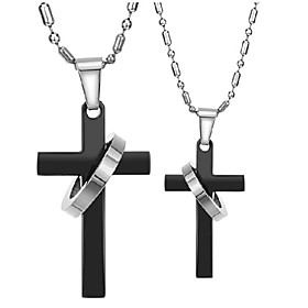 Fashion Set of 2 Couple's Stainless Steel Necklace