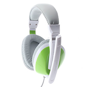 LPS-2003 Comfortable Design Green Wired Stereo Music Headphone with Mic