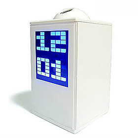 Digital Blue Backlight White Alarm Clock Calendar with Time Projector (3xAA)