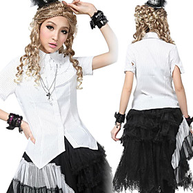 Long Sleeve Stripe Falbala Cotton Classic Lolita Shirt(2 Colors)