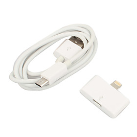 Micro USB Female to 8 Pin Lightning Sync and Charge Adapter with USB Cable for iPhone 5 and iPad min
