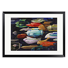 Printed Art Cartoon Rocket Fish 1301-0239
