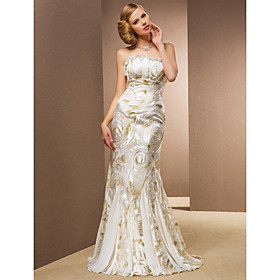 Trumpet/Mermaid Strapless Floor-length Chiffon And Lace Wedding Dress
