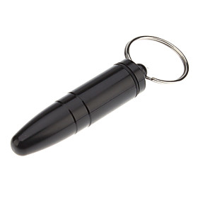 Portable Bullet Style Aluminum Medicine Bottle Pill Box Keychain (Random Color)