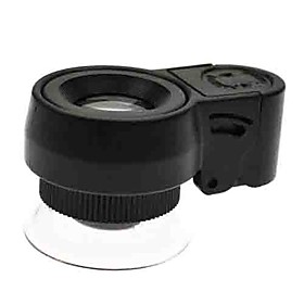 Mini 45X Microscope w/ 2-LED Illumination   Currency Detector Light - Black (3 x LR1130)