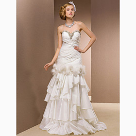 Two-In-One Trumpet/Mermaid Sweetheart Floor-length Organza And Satin Wedding Dress