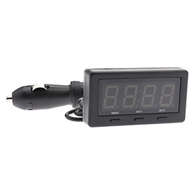 Red LED Car Digital Clock with Voltage and Thermometer Display