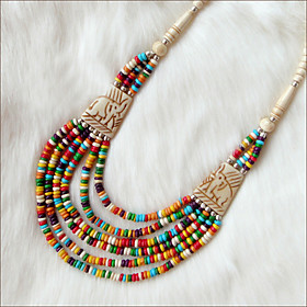 Layered Multi-color Yak Bone Bib Necklace(Length:47CM)