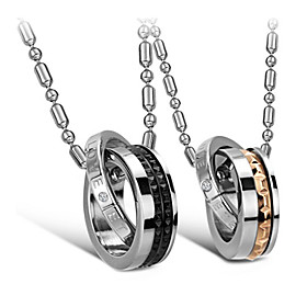 Stylish Stainless Steel With Crystal Lovers' Necklace