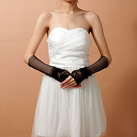 Women's Lace With Net Fingerless Elbow Length Fashion/Party Gloves