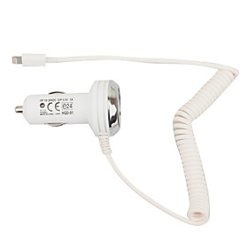 Lightning Car Charger with Coiled Cable for iPhone 5,iPods (1A Output)