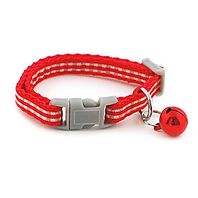 Plaid Pattern Insert Button Collar with Little Bell for Dogs (Assorted Color)