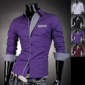 Men's Stipes Triangle Collar Slim Shirt