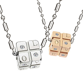 Stylish Set of 2 Couple's Stainless Steel Necklace