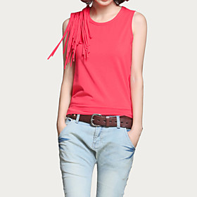 AMII Slim Removable Tassels Decor Solid Color Vest(More Colors)