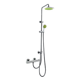 Contemporary Thermostatic Chrome Finish Wall Mount Shower Faucet with 8 Inch Shower Head and Hand Shower