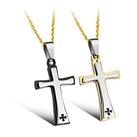 Fashion Stainless Steel With Cross Lovers' Necklace
