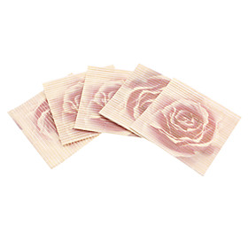 Rose Pattern Square Bamboo Coaster Cup Mat (5-Pack)