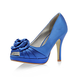 Satin Stiletto Pumps With Flower For Wedding (More Colors)