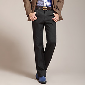 FUNSUNG Men's Business Casual Fall/Winter Thick Straight Slim Fit Pants