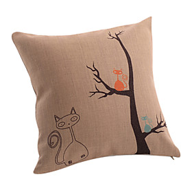 Cartoon Cats Cotton/Linen Decorative Pillow Cover