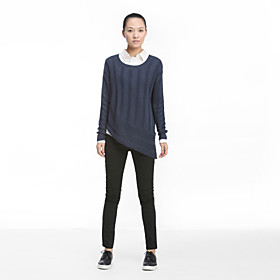 AMII Irregular Hem Round Collar Long Sleeve  Sweater(More Colors)