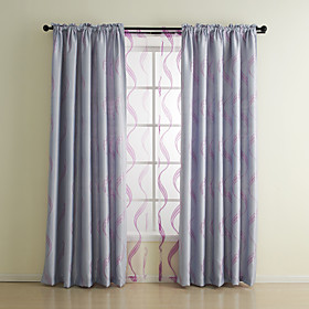 Classic Jacquard Stripe Blackout Curtain set (Two Panels)