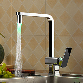 Chrome Finish Kitchen Faucet with Color Changing LED Light