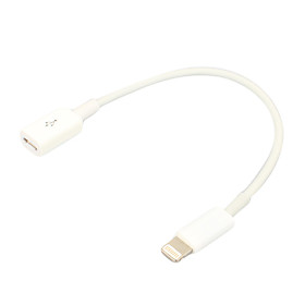 Micro USB Female to 8 Pin Lightning Male Sync and Charge Cable for iPhone 5 and iPad mini (White,17C