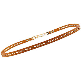 Women's Candy COLor Cut Out Rivet Tassels Thin Waist Chain