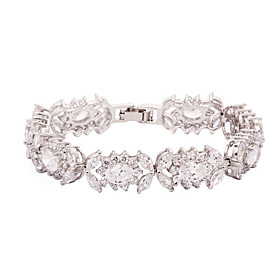 Fashionable Alloy Plating Platinum With Crystal/Cubic Zirconia Women's Bracelet