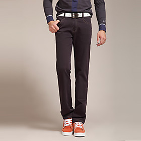 FUNSUNG Men's Purple Trendy Fall/Winter Straight Slim Fit Jeans
