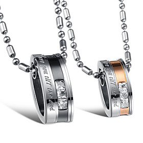Stylish Stainless Steel With Rhinestone Lovers' Necklace