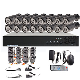 16CH CIF H.264 Standalone DVR with 16 Waterproof Outdoor Sony CCD Camera