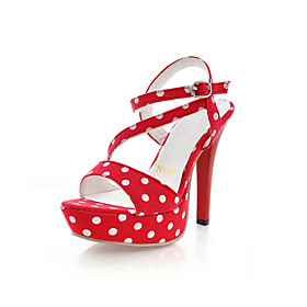 Strappy Polka Dot Stiletto Sandals With Buckle (More Colors)